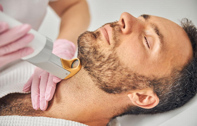 man receiving laser treatment